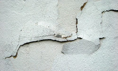 A crack in a white wall